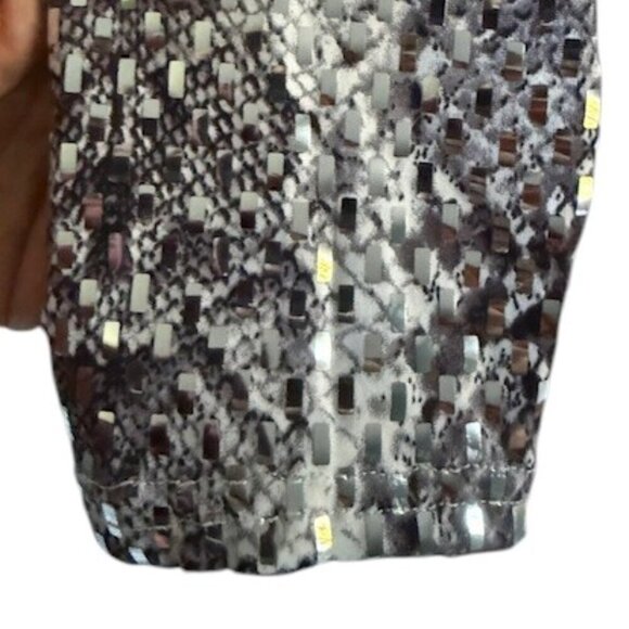 Women's Mock Neck Cut Out Bodysuit Mirrored Embellishment Snake Skin Print SZ 1X - Picture 5 of 16